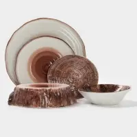 Блюдо для подачи Magistro Wood, 20.5&times;18.7&times;5.5 см, фарфор, коричневое