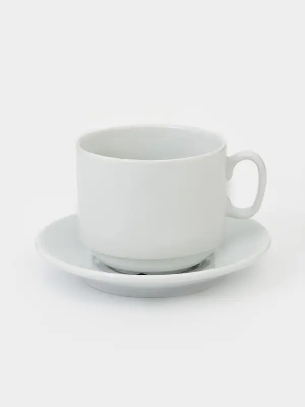 Чайная пара &laquo;Бельё&raquo;, 2 предмета: чашка 280 мл, блюдце, фарфор, белая
