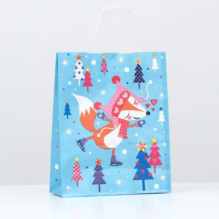 Пакет крафт Пакет крафт "Лисичка", 25 х 11 х 32 см, крученая ручка