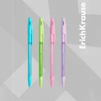 Набор ручек шариковых 4 штуки ErichKrause R-301 Spring Stick & Grip, узел 0.7 мм, чернила синие, резиновый упор, длина линии письма 1000 метров, европодвес