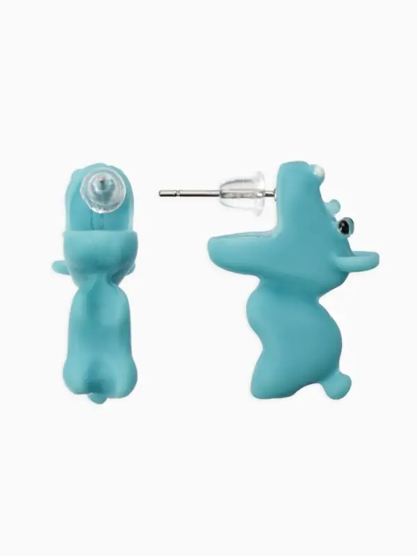 Серьги из полимерной глины &laquo;Бегемот&raquo;, голубые