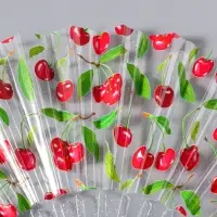 Веер складной пластик &laquo;Вишенки&raquo;, блеск, 23 см