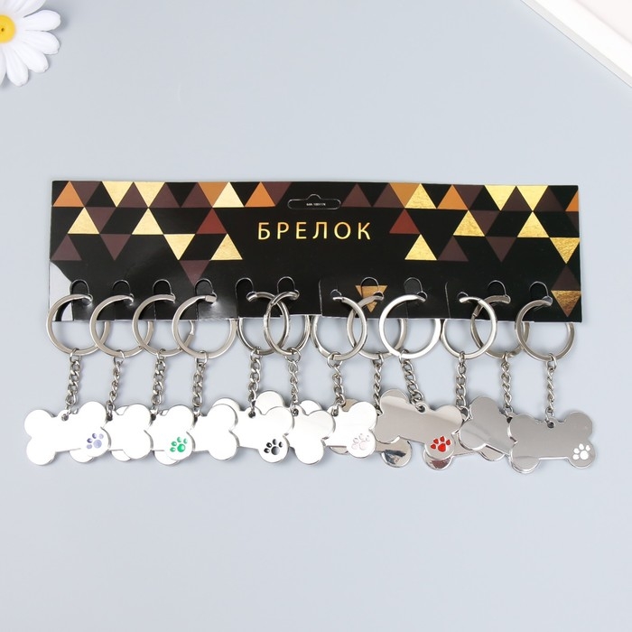 Брелок металл Брелок металл "Косточка с лапкой" МИКС 3х4 см