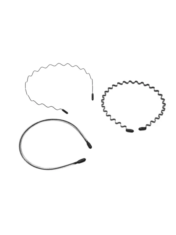 Ободок для волос "Амелия" (набор 3 шт) волна, чёрный