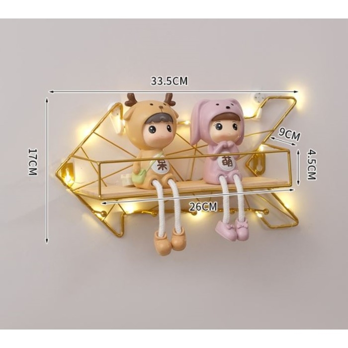 Вешалка настенная с полкой Вешалка настенная с полкой "Стрелка", с подсветкой, 5 крючков, золото