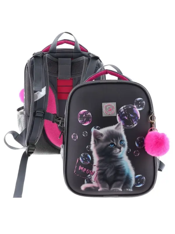 Рюкзак каркасный, школьный, 38×30×16 см, эргономичная спинка «Котенок с пузырями» Рюкзак каркасный, школьный, 38×30×16 см, эргономичная спинка «Котенок с пузырями»