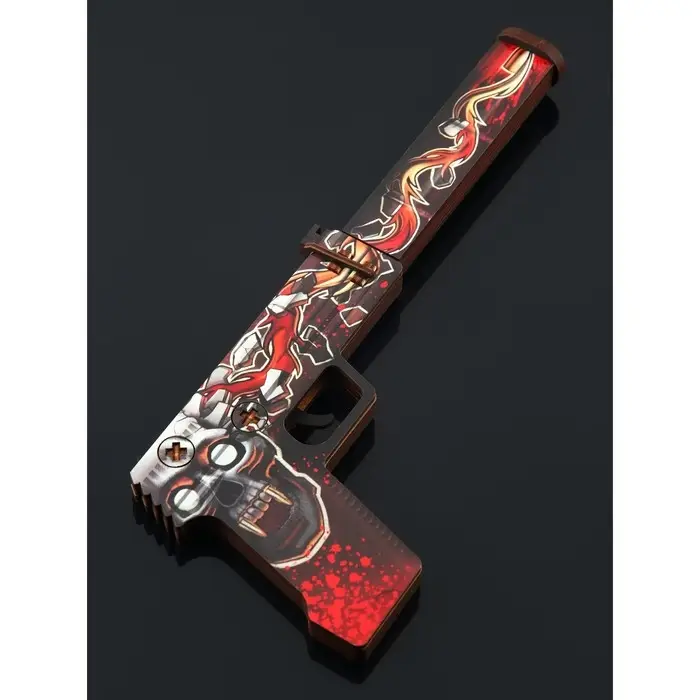 Набор сувенирное оружие «Красный с золотом», автомат, пистолет с глушителем, нож-штык, 3 шт