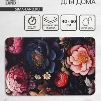 Коврик для дома Доляна Black Flowers, влаговпитывающий, 40&times;60 см