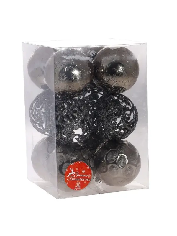 Ёлочные игрушки &laquo;Эйвери&raquo;, шары новогодние, d=8 см, набор 12 шт., МИКС