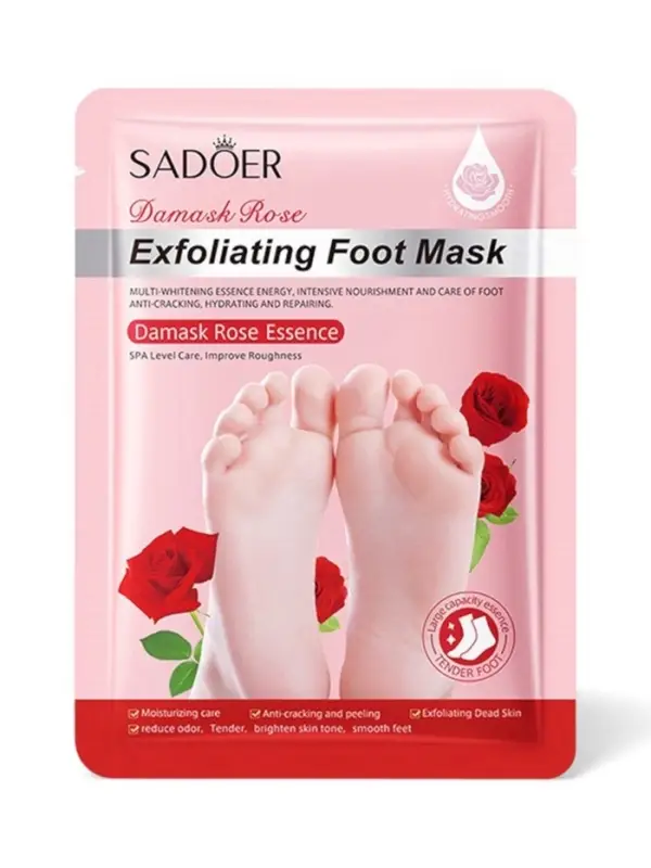 Отшелушивающая маска-носки для ног Sadoer, роза, 35 г