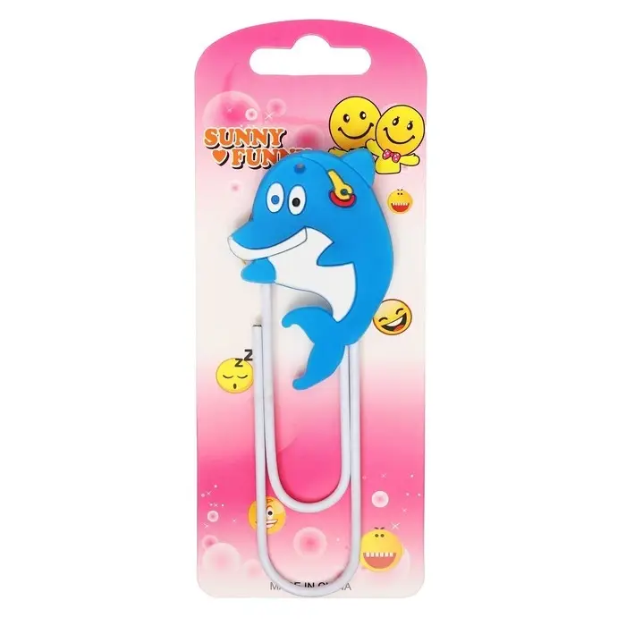 Закладка-скрепка большая «Дельфин», 11 см, МИКС Закладка-скрепка большая «Дельфин», 11 см, МИКС