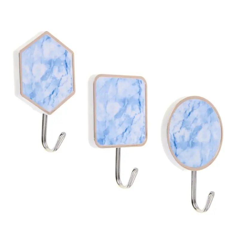 VETTA Крючки самоклеящиеся "Голубой мрамор", 2шт., пластик, металл
