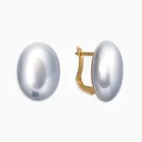 Серьги с жемчугом &laquo;Грейс&raquo;, вытянутый овал, серые в золоте