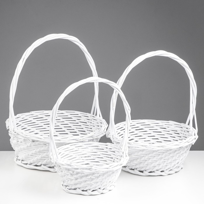Набор корзин 3 шт, ива, белый Набор корзин 3 шт, ива, белый
