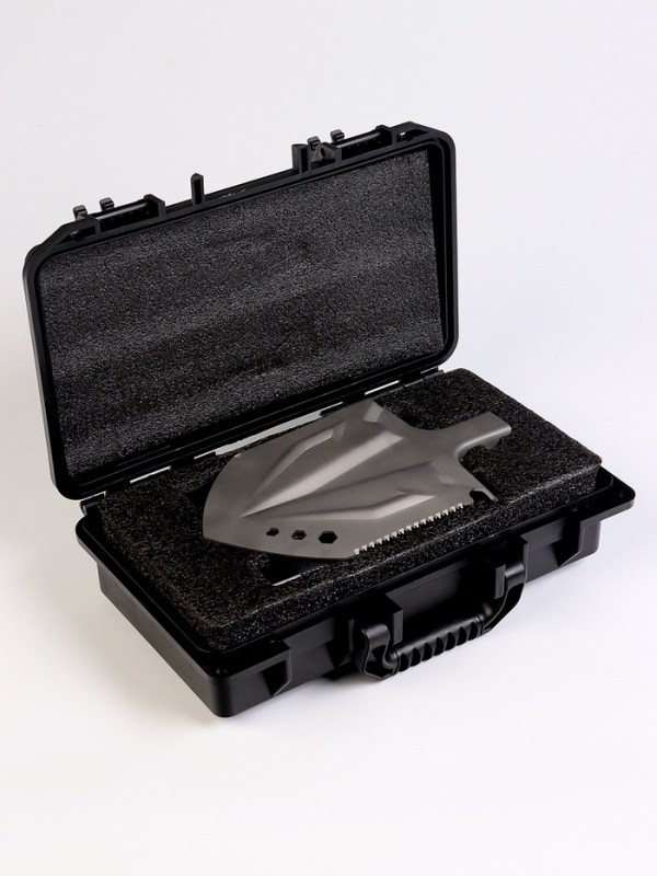 Лопата тактическая многофункциональная, с топором, в кейсе