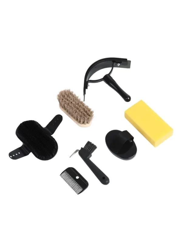 Набор для ухода за лошадью, 7 предметов: расчёска, щётка 4 шт., губка, водосгон