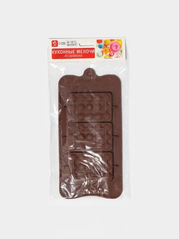 Форма для шоколада Доляна «Мини-шоколадки», силикон, 22×11×1 см, 3 ячейки, коричневая