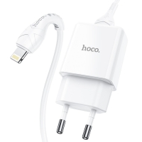 Сетевое зарядное устройство Hoco N9, USB - 2.1 А, кабель Lightning 1 м, белый