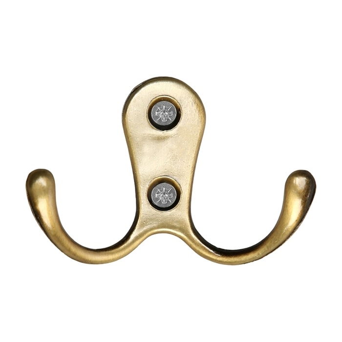 Крючок мебельный ТУНДРА TKD006, двухрожковый, бронза Крючок мебельный ТУНДРА TKD006, двухрожковый, бронза