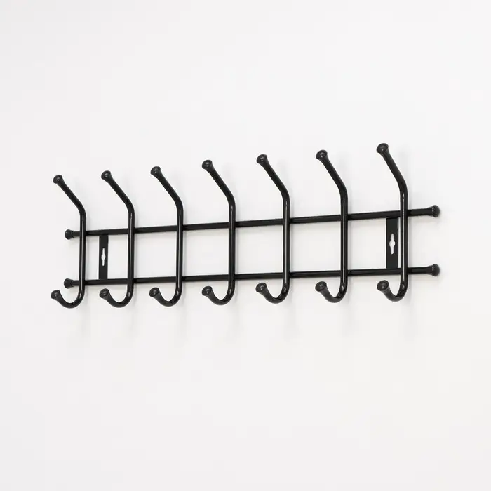 Вешалка настенная на 7 крючков, 69&times;21.5 см, чёрная