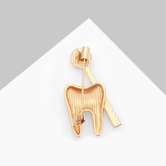 Брошь «Зуб с зеркалом», цвет белый в золоте Брошь «Зуб с зеркалом», цвет белый в золоте