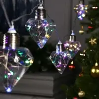 Гирлянда &laquo;Нить&raquo; 3 м с насадками &laquo;Лампочки кристалл&raquo;, IP20, прозрачная нить, 80 LED, свечение мульти, 8 режимов, 220 В