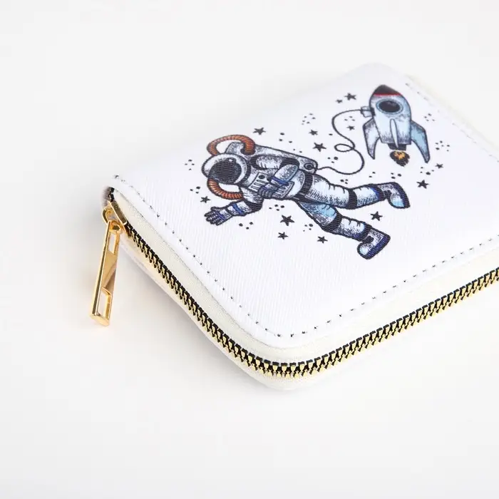 Кошелёк на молнии &laquo;Космонавт&raquo;, маленький, детский, белый