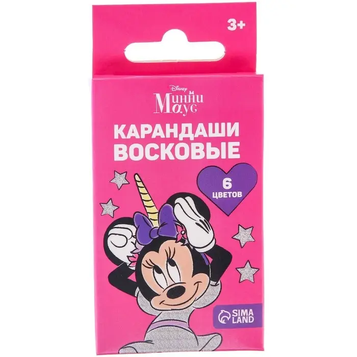 Восковые мелки - карандаши «Минни Маус», 6 цветов Восковые мелки - карандаши «Минни Маус», 6 цветов