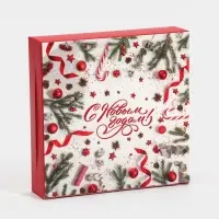 Коробка складная «С Новым годом!», 14 х 14 х 3.5 см