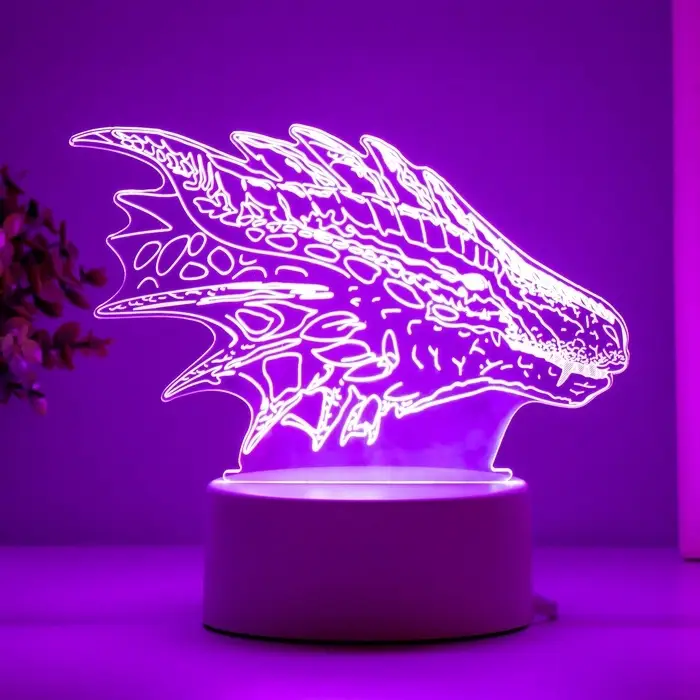Светильник 3D RISALUX &laquo;Дракон&raquo;, LED-ночник, белый 15&times;9.5&times;11 см