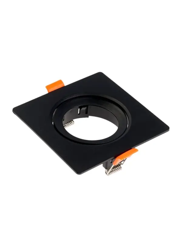 Светильник встраиваемый под лампу MR-16, поворотный, квадратный, пластиковый, чёрный
