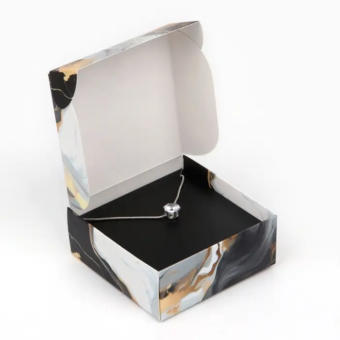 Коробка под бижутерию &laquo;Чёрный мрамор&raquo;, 7.5 х 7.5 х 3 см