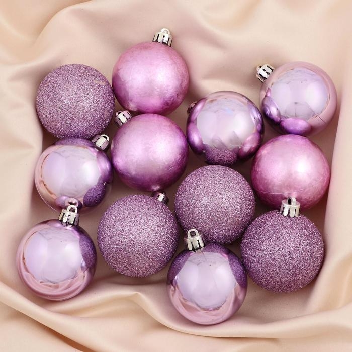 Ёлочные игрушки, шары новогодние , пластик, набор d-5 см, 16 шт Ёлочные игрушки, шары новогодние , пластик, набор d-5 см, 16 шт "Морозный туман" сиреневый