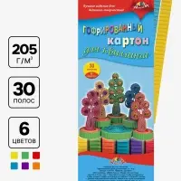 Картон цветной для квиллинга &laquo;Деревья&raquo;, 5 листов, 6 цветов, 205 г/м&sup2;, 30 полосок, 10&times;220 мм, пакет