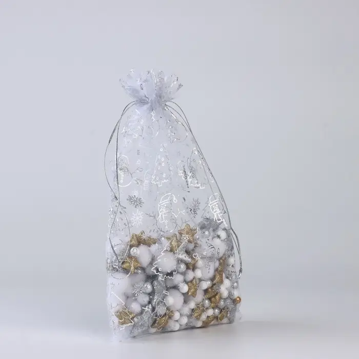 Мешочек подарочный «С Новым годом», органза, серебристый, 20 х 30 см Мешочек подарочный «С Новым годом», органза, серебристый, 20 х 30 см