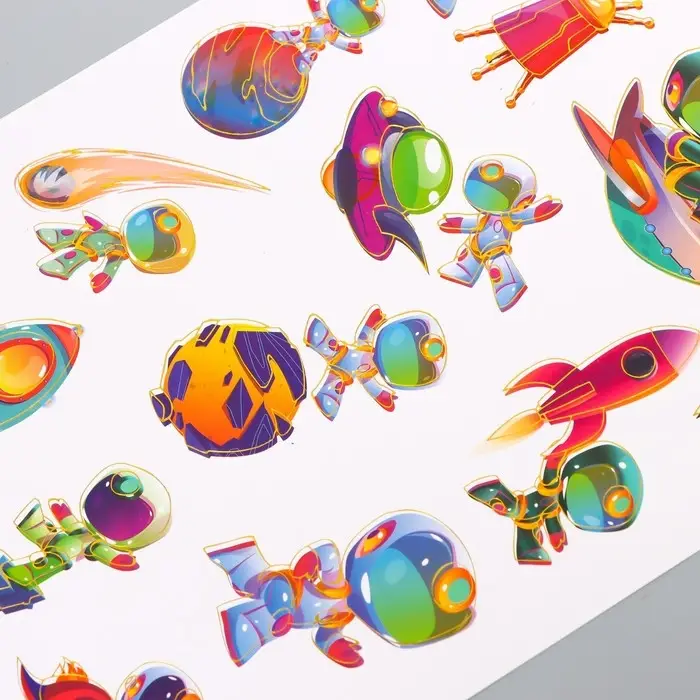 Набор бумажных наклеек для декора «Космонавты», 2 листа, 20×15 см