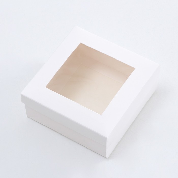 Коробка складная, крышка-дно, с окном, белая, 12 х 12 х 5 см Коробка складная, крышка-дно, с окном, белая, 12 х 12 х 5 см