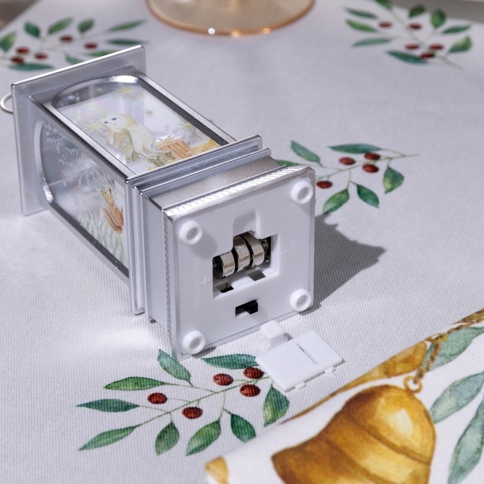 Светодиодная фигура «Серебристый фонарь с совой» 5 × 12 × 5 см, пластик, батарейки AG13х3 (в комплекте), свечение тёплое белое