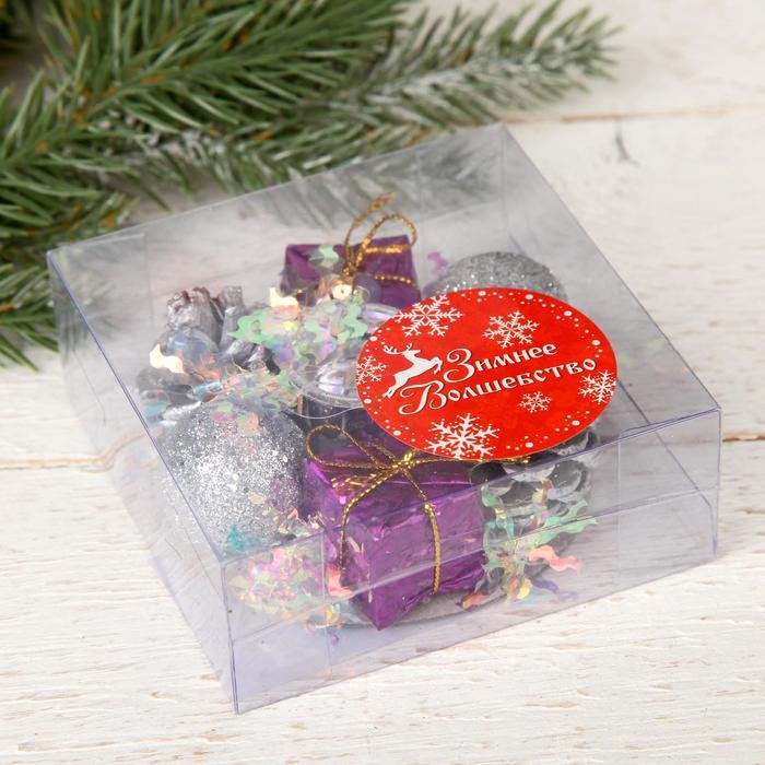 Подсвечник на одну свечу  Подсвечник на одну свечу "Мишура волна" шишки, шарик, подарки, 7,5х3,5 см отв d-2 см