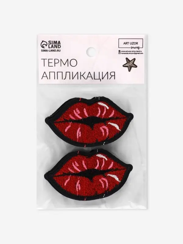 Термоаппликация &laquo;Губы&raquo;, 6.9&times;3.9 см, красная