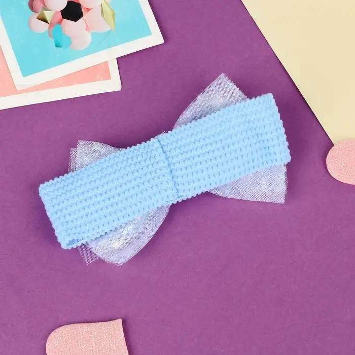 Повязка для волос Повязка для волос "Выбражулька" прозрачный бант звёзды, 16х3 см, голубой