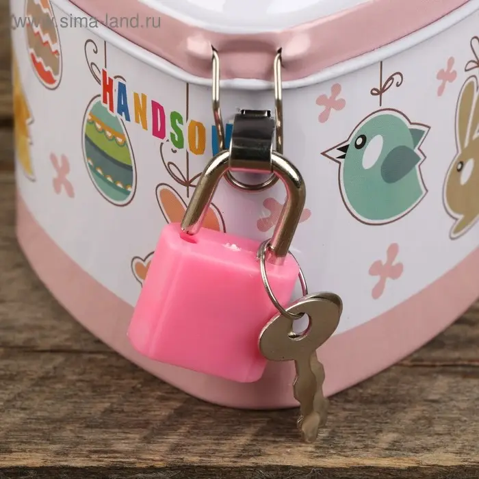 Копилка металл Копилка металл "Зверята" с замком и ключами МИКС 6х7,5х7 см