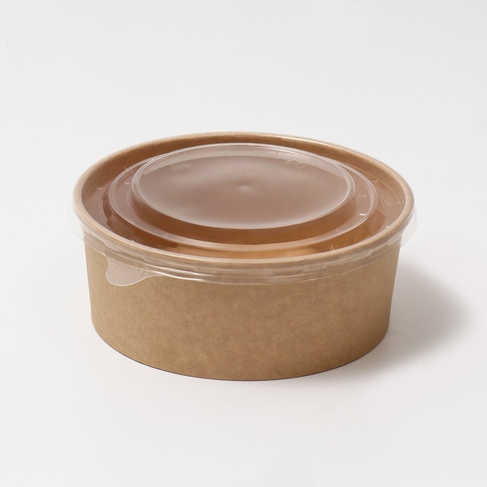 Салатник крафт, с пластиковой крышкой, 1100 мл Салатник крафт, с пластиковой крышкой, 1100 мл