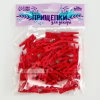 Прищепки для декора, набор 50 шт., красные &mdash; 2.5 см