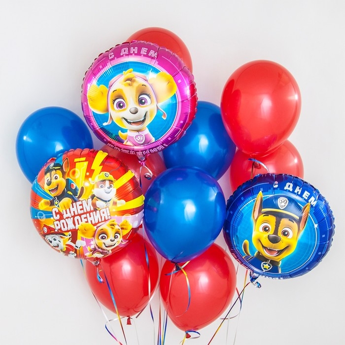 Шар фольгированный 18 Шар фольгированный 18" «Щенячий Патруль. Дружная команда», круг, красный
