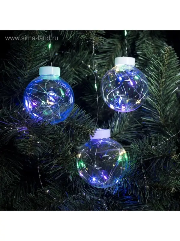 Гирлянда &laquo;Бахрома&raquo; 2.5&times;0.7 м, роса с насадками &laquo;Шарики&raquo;, IP20, серебристая нить, 150 LED, свечение мульти, 12 В