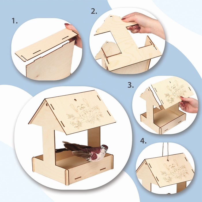 Kopмушка для птиц «Домик с птичкой», 24 × 19,5 × 17 см, Greengo