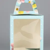 Коробка подарочная пасхальная с окном «Небесная голубая» 15×15×18 см Коробка подарочная пасхальная с окном «Небесная голубая» 15×15×18 см