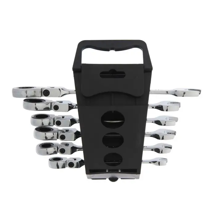 Набор ключей комбинированных трещоточных шарнирных ТУНДРА, CrV, 72 зуба, 8 - 17 мм, 6 шт.