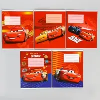 Тетрадь в линейку 12 листов, 5 видов МИКС, обложка мелованный картон, &laquo;Тачки&raquo;